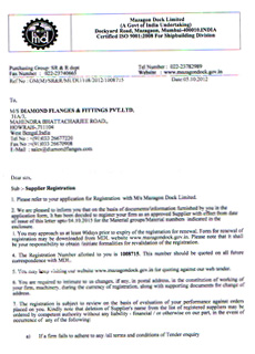 Mazagon Dock Limited Supplier Registration 